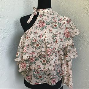 Zara Asymmetrical Single Sleeve Blouse